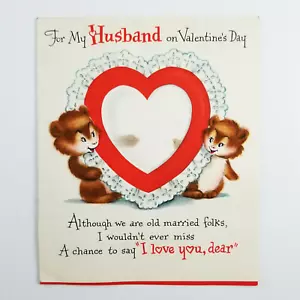 Biglietto Auguri San Valentino Vintage Meccanico Hallmark Cuori Chipmunks Bacio - Foto 1 di 7