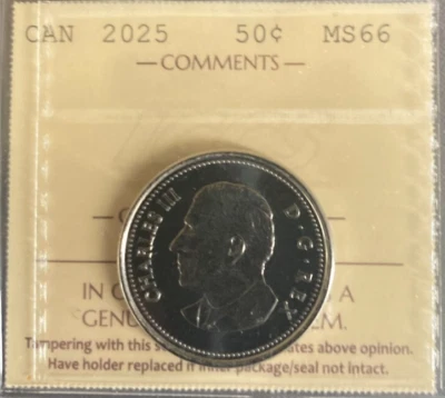 Canada - 50 cents - 2025 - ICCS Certified - MS-66 - Image 1 of 3