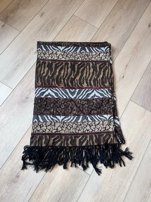 Manta con borla de chenilla estampado animal vintage años 90 Foto 1 de 4