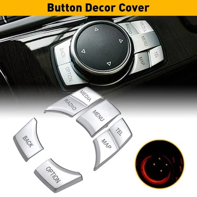 Multi-Media 7 Button Cover Trim Decor Fit BMW 3 4 5 6 X5 X6 Series iDRIVE Chrome - Image 1 of 4