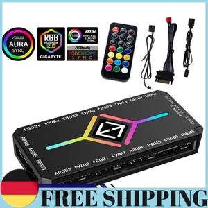 Répartiteur Hub PWM & ARGB 1 à 9 3 en 1 avec Télécommande Alimentation SATA pour Boîtier PC - Photo 1/18