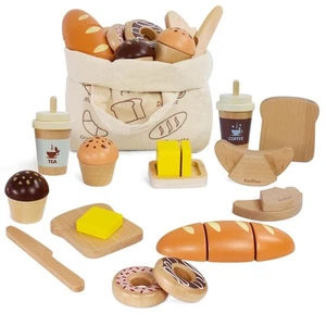 Wooden Bakery Toy Food Playset,Kids Pretend Play Food Kitchen Accessories wit... - Picture 1 of 6