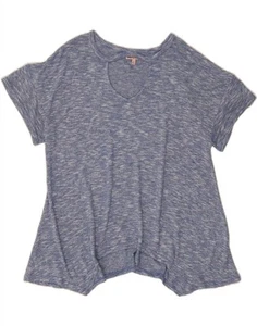 JUICY COUTURE Womens Asymmetric Tunic Top UK 14 Medium Blue Flecked Rayon BO08 - Picture 1 of 3