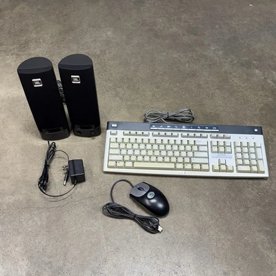 HP 5183 Keyboard JBL SP08A11 Speakers Logitech M-BJ58 Mouse Lot Tested Working - Image 1 of 4
