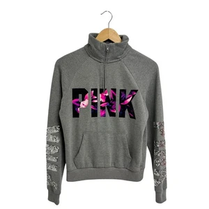 PINK Victoria Secret Damen Pullover Sweatshirt Half Zip grau Gr. XS - Bild 1 von 11