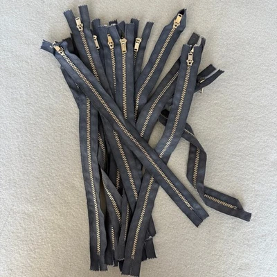 Cremallera metálica garra vintage 11" - azul marino - extremo cerrado - plata - NOS Foto 1 de 4