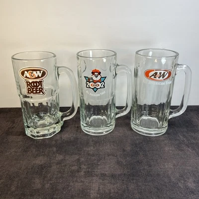 "3 tazas únicas A&W de 7"" de altura, mascota Great Root Bear 1-2002, 1 ovalada clásica, 1 ovalada de colección" Foto 1 de 4