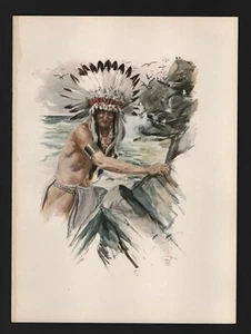 Ilustración de Harrison Fisher 1906 La Canción de Hiawatha - 8 - Imagen 1 de 1