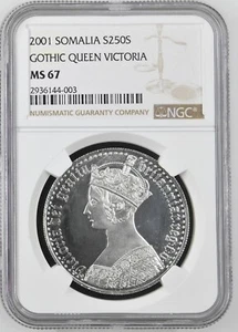 2001 SILVER Gothic Crown Somalia 250S NGC MS 67! - Picture 1 of 2