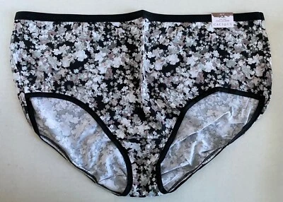 Lane Bryant Cacique 22 / 24 黑色花卉棉质高腿内裤内衣 — 第 1/4 张图片