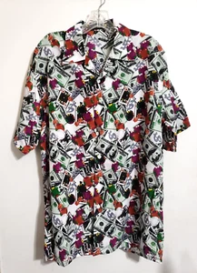 Ferugini Button Up Shirt Casino, Poker, Dice $100 Bills All Over Print SZ Large - Picture 1 of 12