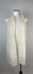 CHURCHILL - Handwoven Large Wrap Fringed Scarf, Gauze knit + Fringe 76" X31" - Picture 1 of 7