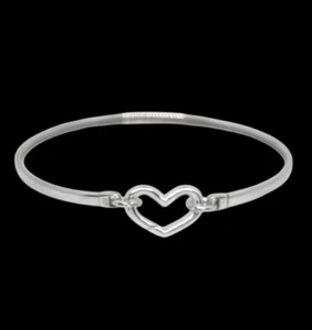 Herzverschluss Armreif gepunzt 925 Sterling Silber poliert passt bis 19 cm Handgelenk - Bild 1 von 7