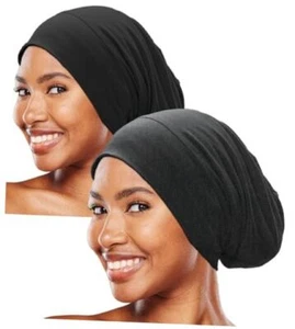 Sleep Cap Bonnet for Sleeping Black Women, Soft One Size 2pcs-black+dark Grey - Picture 1 of 7