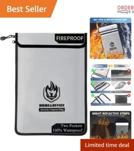Fireproof Document Bag Waterproof 2000℉ Zipper Organizer for Valuables - Picture 1 of 9