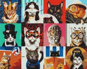 Malen nach Zahlen Holzrahmen Collage Katzen Malen nach Zahlen - Bild 1 von 12