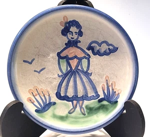 M. A. Hadley Pottery 6" Signed Dessert Bread Plate FARMER'S Wife - Picture 1 of 6