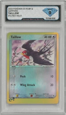 2003 Pokémon Ex Ruby & Sapphire TAILLOW #72/109 Reverse Holo 💎 DSG 9 Mint - Image 1 of 2