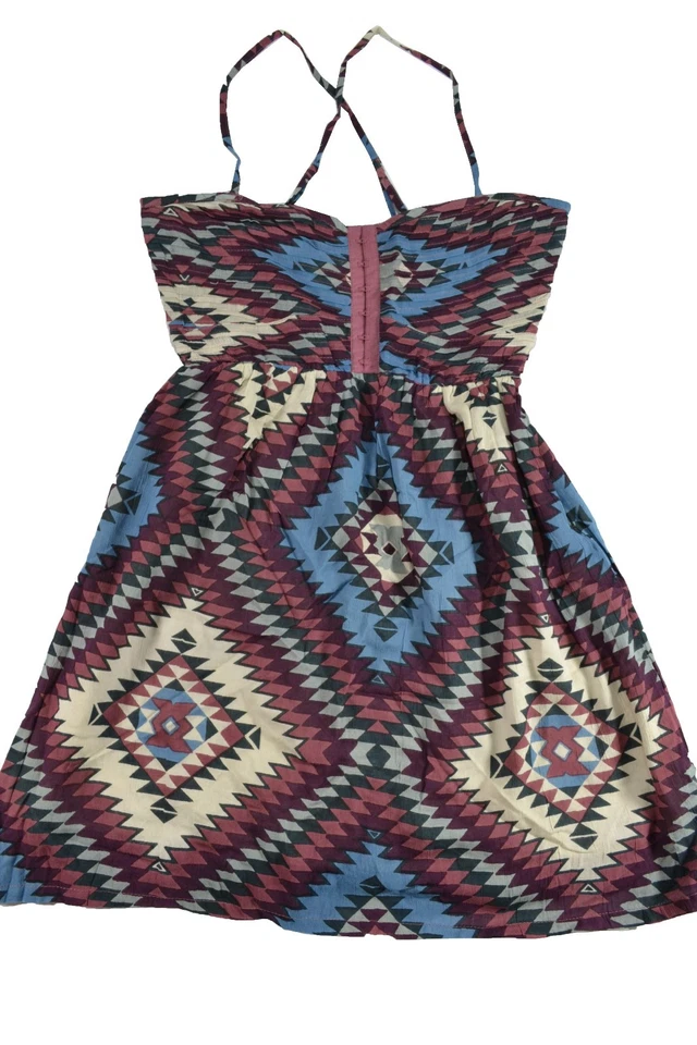 Billabong DAVENPORT Blue Black Plum Adjustable Crisscross Straps Junior's Dress - Image 1 of 1