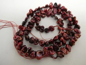 Freshwater Keishi Pearls Burgundy Red Maroon 7-8mm Beads 15.5" Strand Bargain - Picture 1 of 9