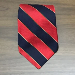 ROBERT TALBOTT MENS RED NAVY REPP 100%SILK STRIPED CLASSIC NECK TIE - Picture 1 of 9