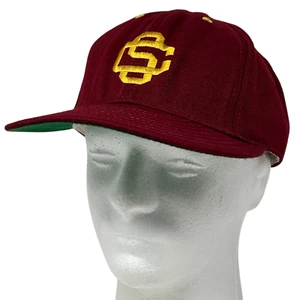 Vintage 90s USC Trojans Hat Cap Fitted 7 1/2 Red University California USA Made - Picture 1 of 9