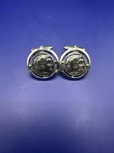 Gemelos réplica vintage de monedas griegas antiguas de Alejandro Magno tono plata - Imagen 1 de 6