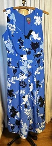 Vince Camuto Blue White Floral Sleeveless Cropped Wide Leg Jumpsuit Sz S Used - Picture 1 of 9