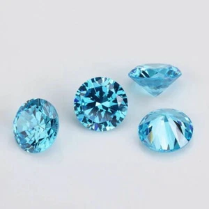 LEICHTER AQUAMARIN RUNDER BRILLANT GESCHNITTEN KUBIKISCHER ZIRKONIA LOSE EDELSTEINE - VERSCHIEDENE GRÖSSEN - Bild 1 von 9