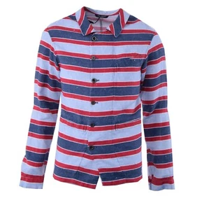 DOLCE & GABBANA Striped Slim Sicily Style Linen Shirt Jacket Blue Red 48 US 38 M - Picture 1 of 3