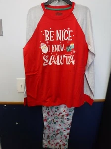 MENS MEDIUM CUDDL DUDS RED GRAY BE KNOW I KNOW SANTA 2 PC PAJAMAS NEW #20200 - Bild 1 von 3