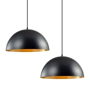 Colgante cúpula de metal negro revestimiento dorado ligero cocina moderna comedor sala de estar - Imagen 1 de 26