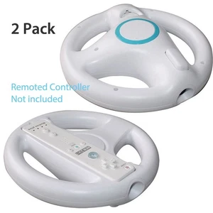 Lot Of 2 White Mario Kart Steering Wheel For Wii And Wii U - Picture 1 of 4