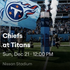 2 Field Lower Level (5th Row) LL Tickets - Kansas City Chiefs @ Tennessee Titans - Picture 1 of 2
