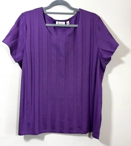 Denim & Co Texturizado Rayas Ligero Suéter Púrpura Oscuro Top Camisa X Grande XL - Imagen 1 de 5