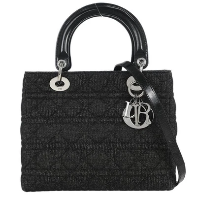 Christian Dior Black  Denim Lady Dior Cannage Handbag MA-0040 125432 - Image 1 of 4