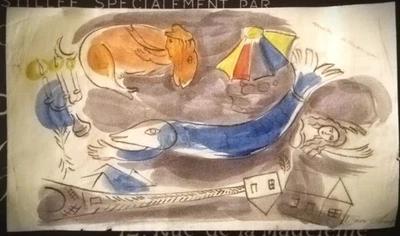 Marc Chagall Still Life ORIGINAL Hand Drawing Ink Paint on Paper Signed - Image 1 of 4