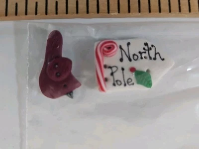 Honey Bee Creations NORTH POLE MAILBOX Cross-Stitch 3D Clay Button Embellishment - Image 1 of 2