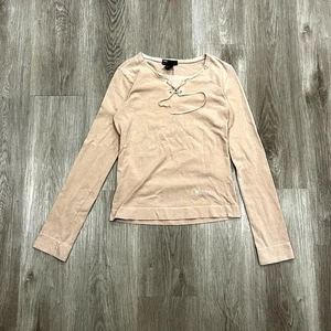 Vintage 00s Diesel Long Sleeve Tie Top Women's Size Large Cream - Picture 1 of 7