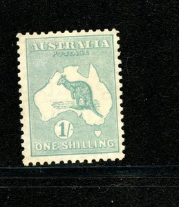 Australien #10 (A947) Känguru & Karte, 1 Schilling blau grün, M,H,FVF,CV$130.00 - Bild 1 von 2