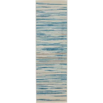 Jubilant Teal Blue 2 Ft. X 7 Ft. Moroccan Farmhouse Kitchen Runner Area Rug - Image 1 of 4