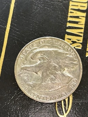 1921 50c ALABAMA SILVER HALF DOLLAR COMMEMORATIVE XF EF Extra Fine Circulated - Image 1 of 2