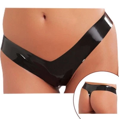 bellavib ® Damen 100% Natur Latex Gummi G-String schwarz Gr M - Bild 1 von 3