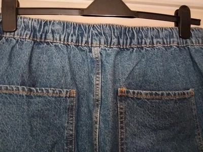 Unbranded Blue Elasticated Wide Leg Jeans Size 16. Shortened But Can Be Undone - Image 1 of 2