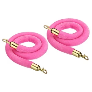 2 Stück 4 Fuß Hellrosa Samt Runge Seil Menschenmenge Kontrolle Barriere Golden - Bild 1 von 6