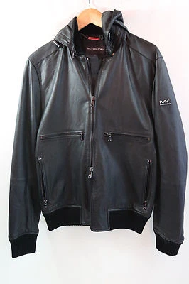 #270  Michael Kors Sheep Skin Hooded Leather Jacket Size M   RETAIL $895 - Image 1 of 4