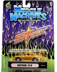 DATSUN 510 LIGHT ORANGE 1/64 MUSCLE MACHINES T03-33 SS TUNER 1:64 SUPER RARE CAR - Picture 1 of 2