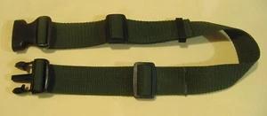 ADJUSTABLE ARMY GREEN WEB STRAP PLASTIC BUCKLE MAXIMUM 34" LONG 1 1/2" WIDE - Picture 1 of 3
