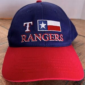Vintage Texas Rangers MLB Mütze blau Mütze Druckknopflasche Erwachsenengröße Mütze