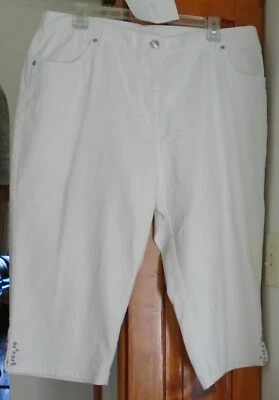 PANTALONES CORTOS CAPRIS Hearts of Palm blancos corte jean 4 bolsillos 36X18 cuentas de ventilación talla 16 Foto 1 de 2